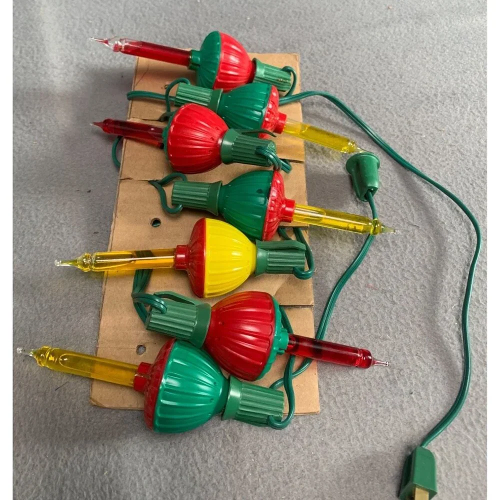 Vintage 50s Bubble Christmas Light Set of 7 Working